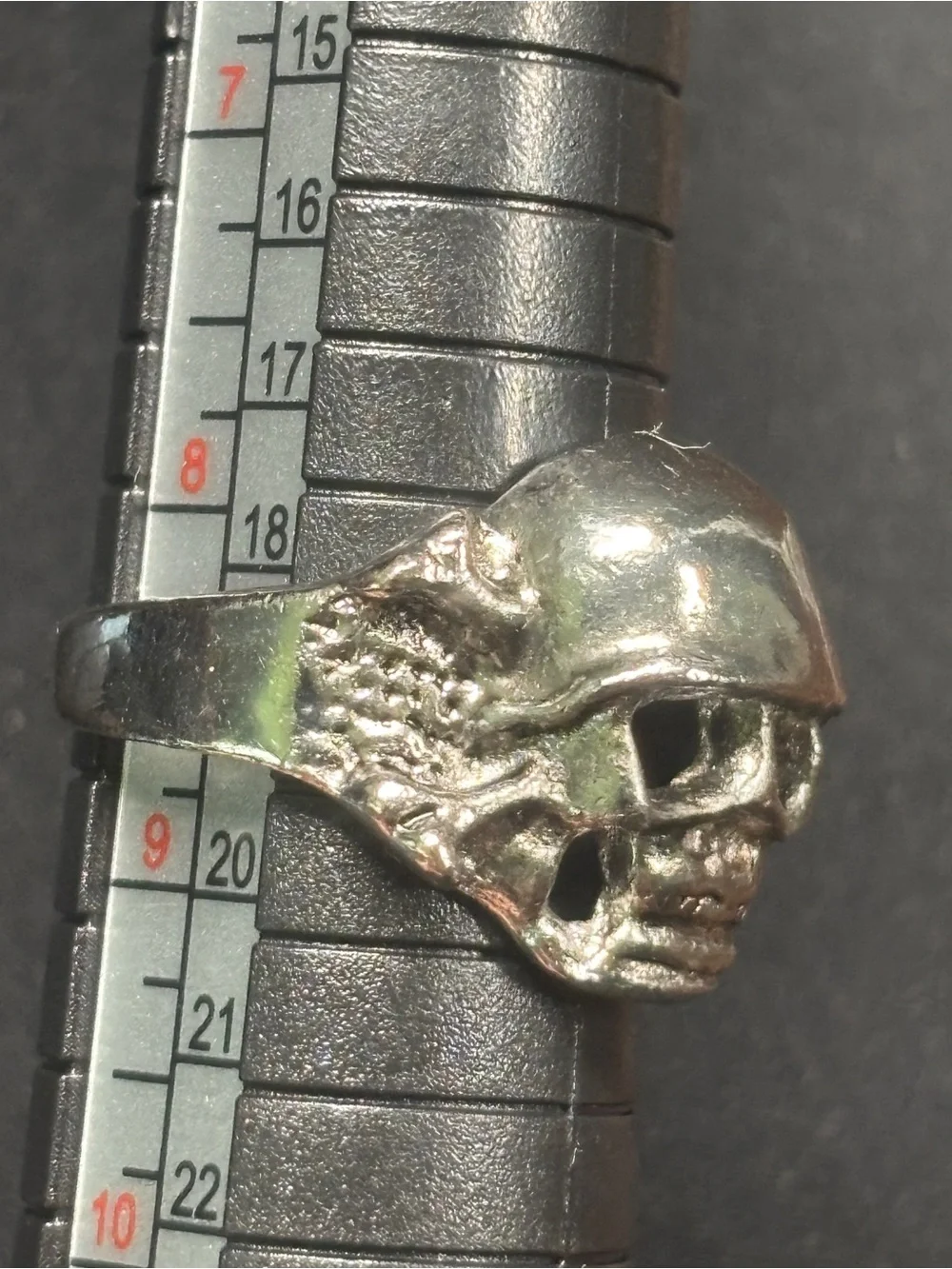 Men's Skull Helmet Ring in Distressed Silver Tone